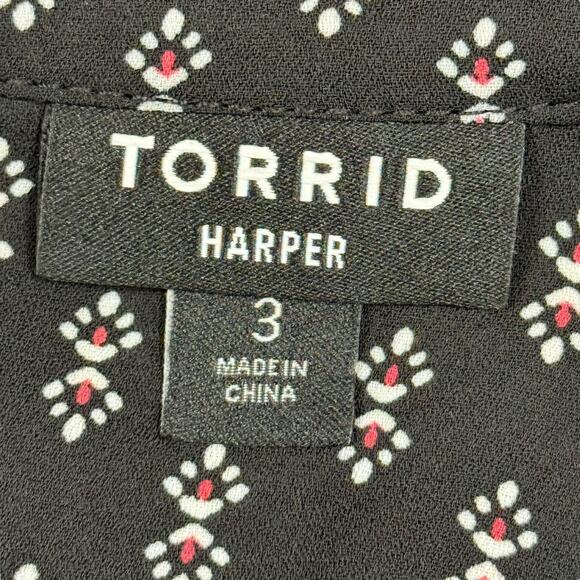 Torrid Harper Short Sleeve Georgette Black Print Flutter Sleeve Top Shirt sz 3X - Picture 16 of 16